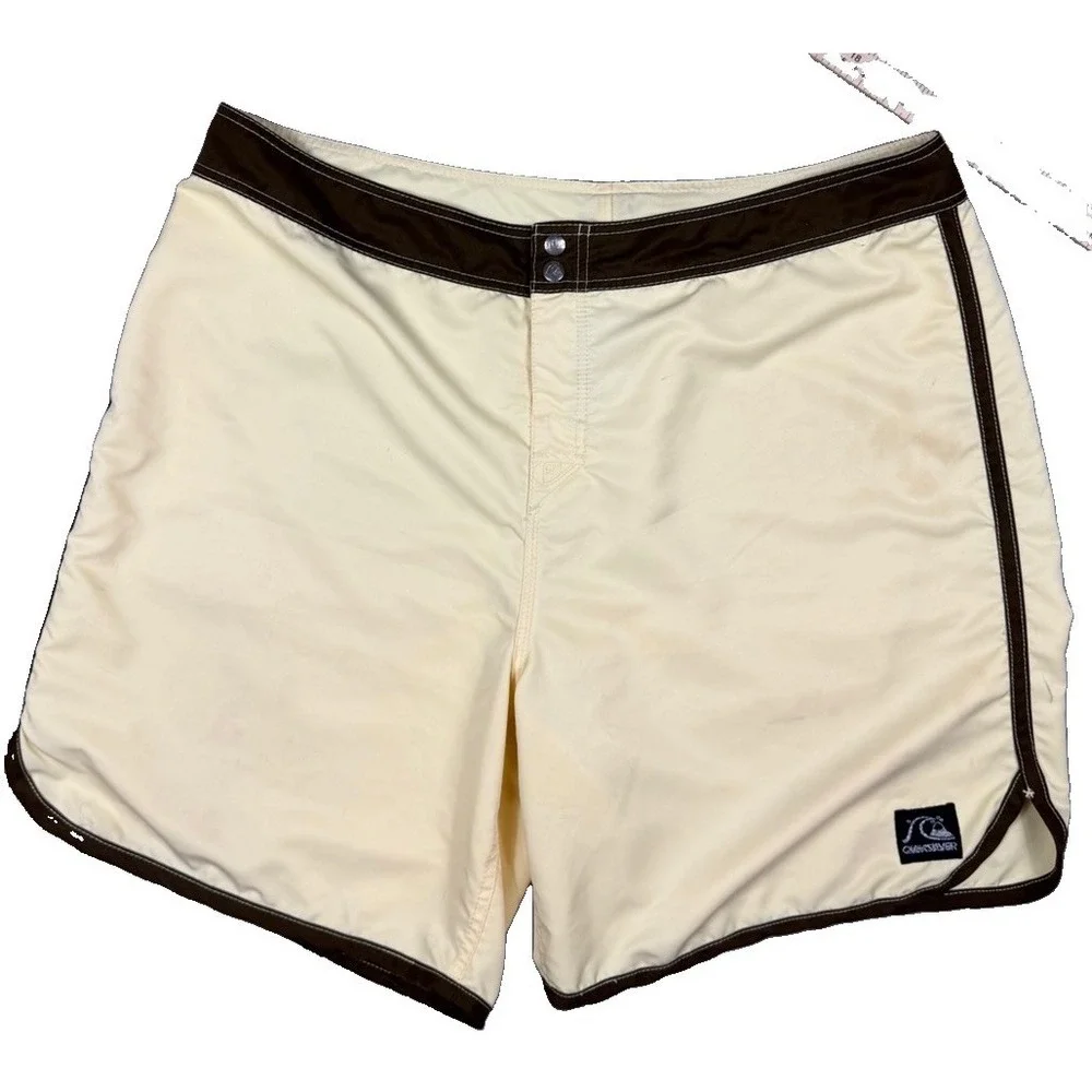 Yellow And Brown Y2K Quiksilver Board Swim Shorts 40 Inch Waist Men's XXL